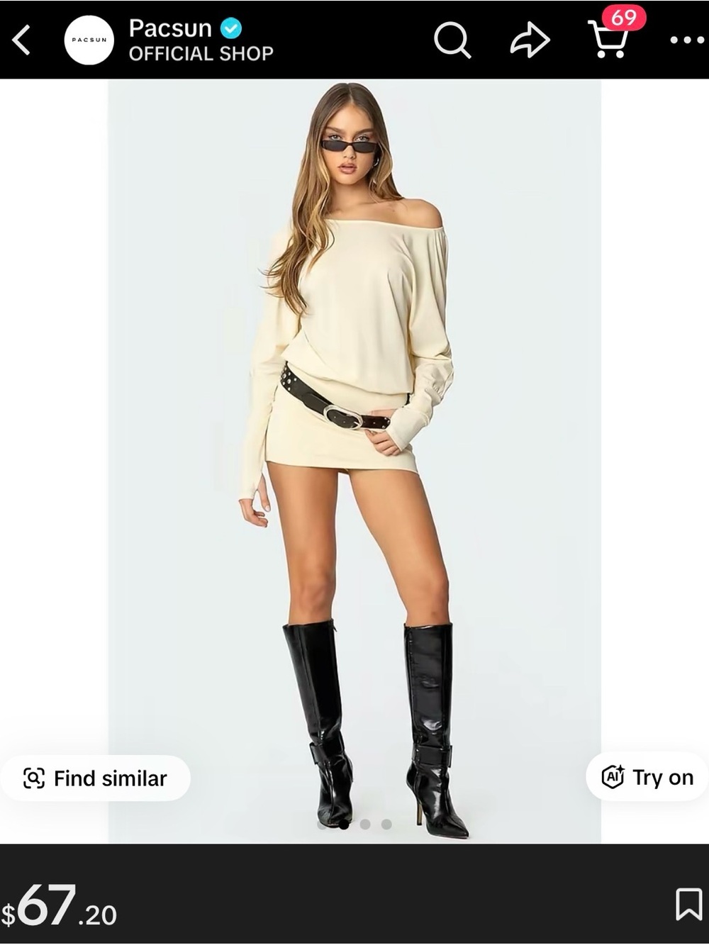 Edikted Cream Off-Shoulder Backless Mini Dress